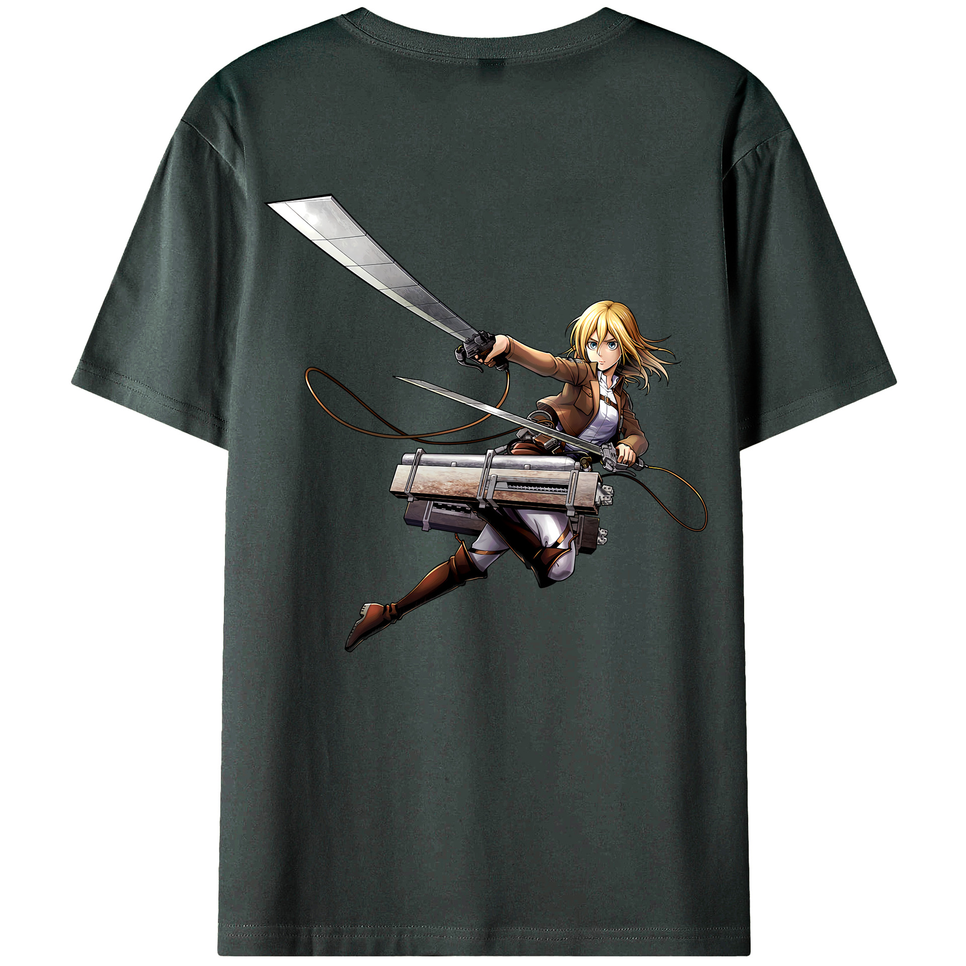 （画像用） 進撃の巨人 クリスタ·レンズ Attack on Titan Christa Lenz 綿100％ メンズ半袖Tシャツ（バックプリント） 通気性